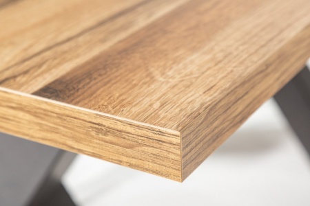 Industriële eettafel 160cm eiken look met zwarte X-poten - Img 5