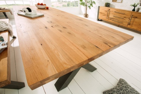 Industriële eettafel THOR 240 cm naturel wild eiken geoliede houten tafel - Img 3