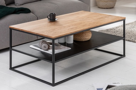 Industriële salontafel APPARTEMENT 95cm geolied eiken met tweede plank - Img 3