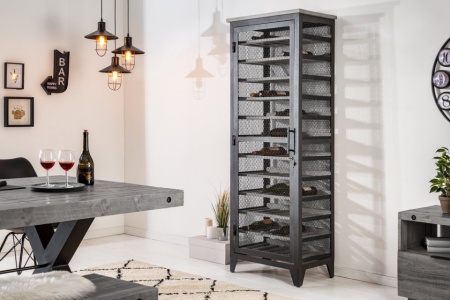 Industriële wijnkast BODEGA 184 cm gerecycled grenen hout grijs wijnrek voor 72 flessen - Img 3