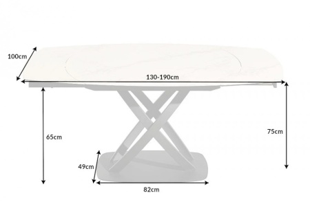 Keramiek eettafel uitschuifbaar 130-190cm wit marmer - Img 2