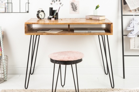 Massief bureau SCORPION met haarspeldpoot van 100 cm natuurlijk mangohout - Img 2
