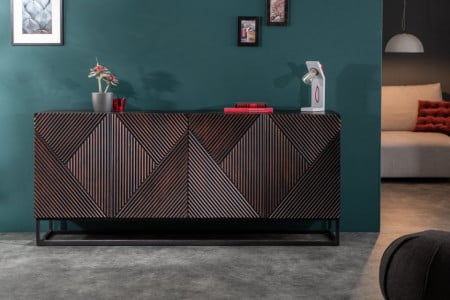 Massief dressoir CREATIVO 177 cm mangohout complex front in retro-design