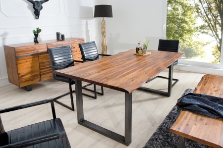 Massief dressoir GENESIS 170 cm bruin gevlamd acaciahout metaal industrieel design - Img 3