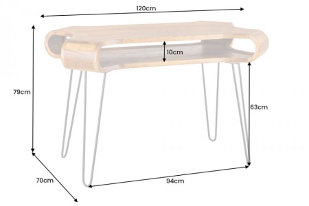Massief houten bureau ORGANIC LIVING 120 cm Sheesham consoletafel met opbergruimte - Img 2