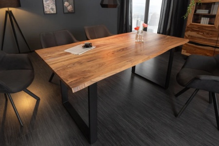 Massief houten eettafel MAMMUT 180 cm wild acacia industrieel design tafelblad 2,6 cm - Img 3