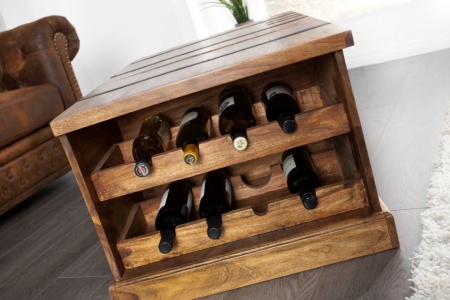 Massief houten salontafel Kist 100 cm Sheesham welke ruimte bied voor 8 flessen wijn - Img 5