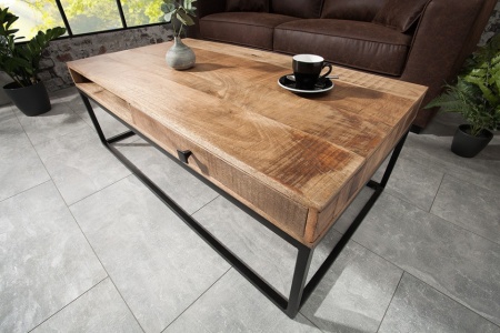 Massief mangohout salontafel met 2 Laden 100 cm - Img 2
