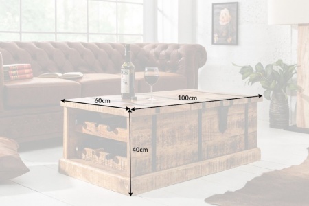 Massief mangohout salontafel met kist BODEGA 100 cm - Img 8