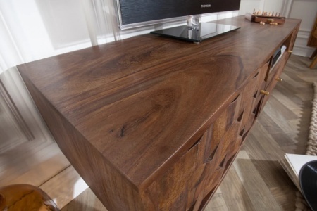 Massief tv-meubel MYSTIC LIVING 140cm acaciabruin 3D-oppervlak massief hout - Img 5