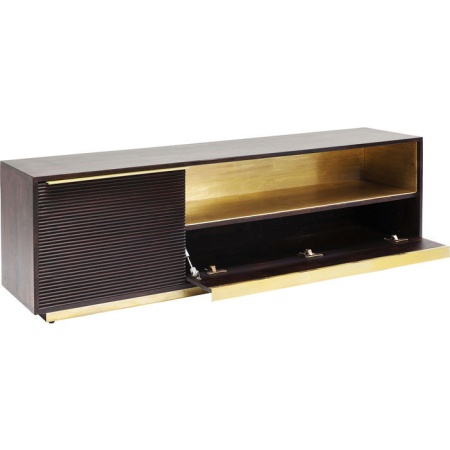 Massiefhout tv meubel 150cm bruin goud - Img 5