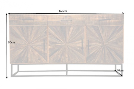 Massiev mangohout industriele stijl dressoir WOOD ART 160 cm - Img 4