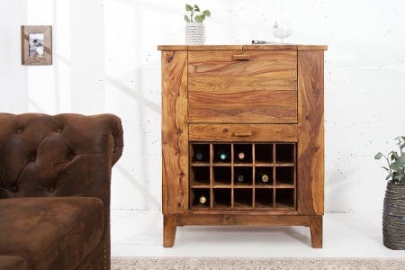 Massieve barkast MAKASSAR 85 cm Sheesham stenen huisbar - Img 3