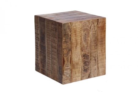 Massieve bijzettafel 40cm gevlamd mangohout op wielen - Img 7