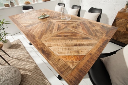 Massieve eettafel BREAK 160cm natuurlijk mangohout industrieel design - Img 3