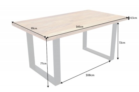 Massieve eettafel IRON CRAFT 160cm Sheesham stone finish Industrial Design - Img 2