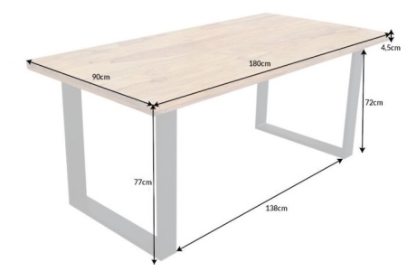 Massieve eettafel IRON CRAFT 180cm Sheesham-steenafwerking Industrieel ontwerp - Img 2