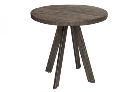 Massieve eettafel IRON CRAFT 80cm ronde grijs mangohouten gebogen poten - Img 8