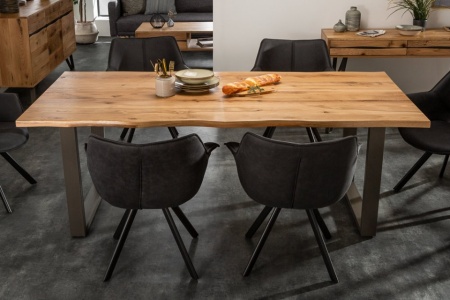 Massieve eettafel met boomrand LIVING EDGE 180 cm geolied wild eiken 3,5 cm tafelblad - Img 4