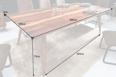 Massieve eettafel MYSTIC LIVING 200cm Sheesham stone finish unieke nerf - Img 7