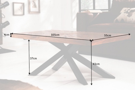 Massieve mangohout salontafel industriële stijl WOOD 105 cm - Img 2