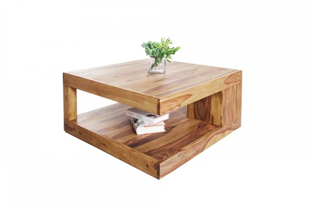 Massieve salontafel bijzettafel GIANT XL Sheesham 80x80cm - Img 7