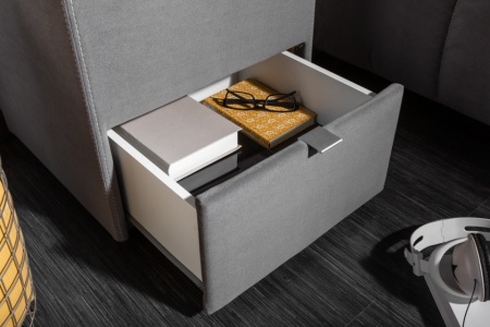 Modern nachtkastje BOUTIQUE 43 cm grijs fluweel met lade indirecte verlichting - Img 7