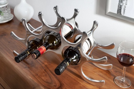 Modern wijnrek FLAME 48 cm zilver voor 10 flessen flessenhouder - Img 4