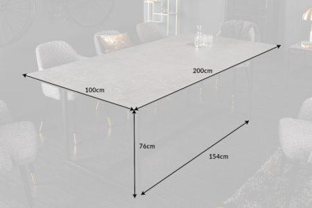 Moderne eettafel SYMBIOSE 200cm keramiek in betonlook 200cm - Img 3