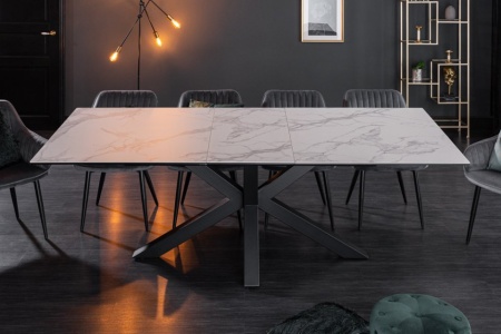 Moderne keramische eettafel Bella 180-225 cm uitschuifbaar in marmerlook - Img 4