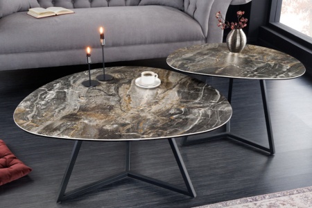 Moderne salontafel MARVELOUS 70 cm taupe zwart metaal marmer keramiek gemaakt in Italië - Img 8
