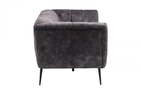 Retro 3-zitsbank NOBLESSE 225 cm grijze fluwelen stof met decoratief stiksel - Img 7