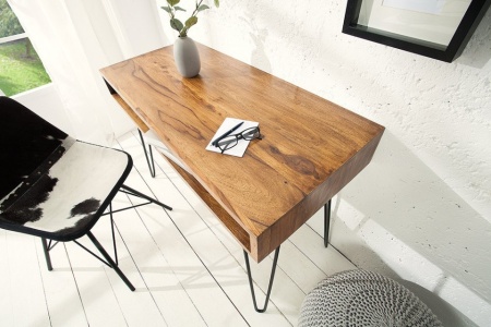 Retro bureau SCORPION 110 cm Sheesham hout steen finish Haarspeldpoten palissander - Img 2