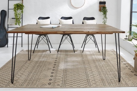 Retro eettafel SCORPION 160 cm acacia bruin verweerde haarspeldpoten - Img 4