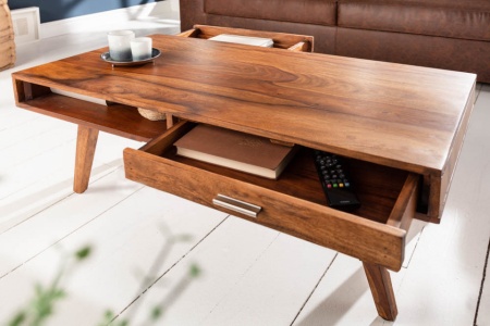 Retro sheeshamhout salontafel met 2 lades 100cm - Img 2