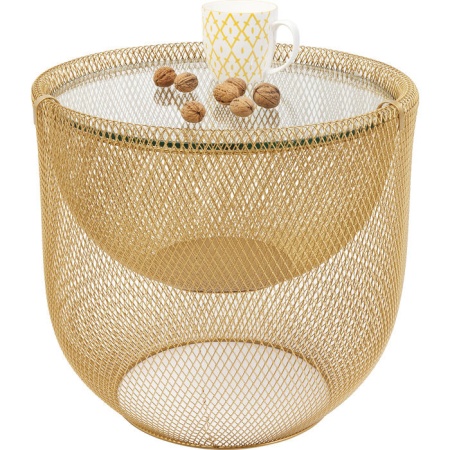 Salontafel Grid Goud Ø50cm met artistieke staalgaas - Img 6