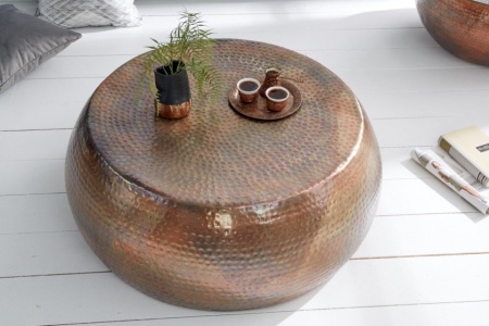 Salontafel Koper Handgemaakt 80cm gevlamd hamerslag design - Img 3