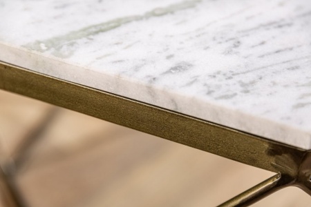 Salontafel Messing met Marmerblad Wit Diamond 69 cm - Img 4