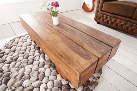 Solide design salontafel BOLT 100 cm Sheesham steen afwerking - Img 3