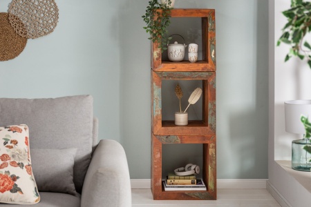Stevige bijzettafel 45 cm gekleurde kubus gemaakt van gerecycled houten plank - Img 6