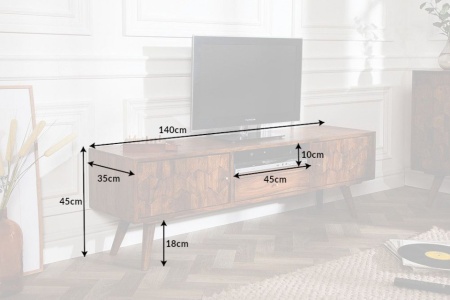 TV-Meubel Mystic Living 140cm Massief Sheesham Hout - Img 2