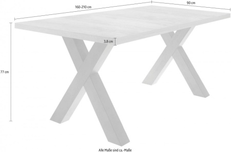 Uitschuifbare eettafel (160-210 cm), met X-vormig frame gelamenteerd hout kleur - grafiet / stirling eik - Img 3
