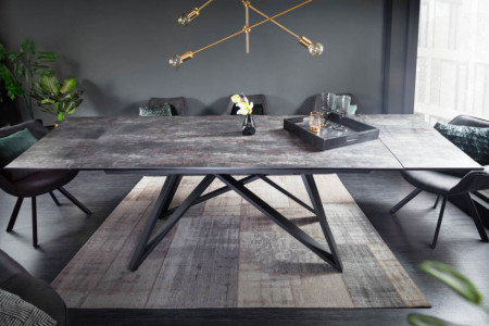 Uitschuifbare eettafel ATLAS 180-220-260cm keramiek blad in lava-look