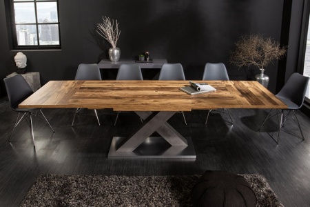 Uitschuifbare eettafel MONTREAL 180-230-280cm plank eiken met X-frame - Img 8