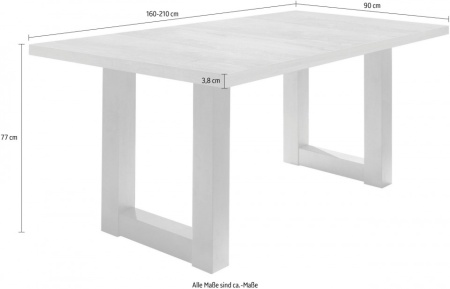Uitschuifbare Witte matte lak eettafel 160-210cm U-vormig onderstel - Img 3