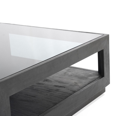 Vierkant Salontafel Liam 95x95 - zwart &amp; Glas - Img 3