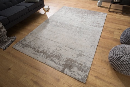Vintage katoenen vloerkleed 240x160cm beige grijs verwassen gebruikte look - Img 2