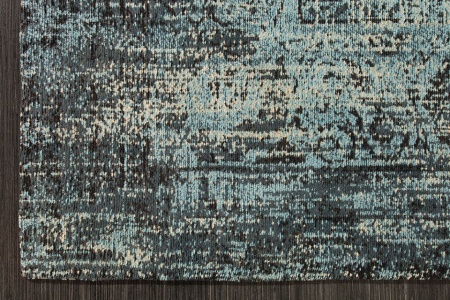 Vintage katoenen vloerkleed OUD 240x160cm antiek blauw verwassen gebruikte look - Img 4