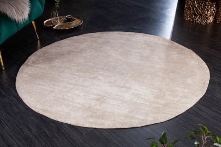 Vintage vloerkleed 150 cm beige verwassen ronde used look - Img 3