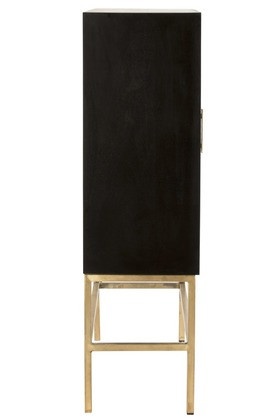 Wandkast Mangohout zwart / goud 2 Deuren 2 Laden 140cm - Img 3